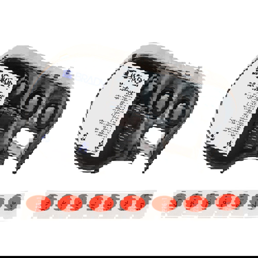 Labels, Ribbons & Tapes; Application: Label Printer Cartridge ; Type: Label Printer Cartridge ; Color Family: Red ; Color: Black on Red ; Number Of Labels Per Roll: 240 ; Label Diameter (Inch): 1/2